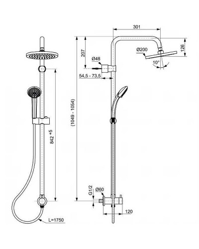 Душевая система Ideal Standard Ideal Rain Soft A5689AA Хром