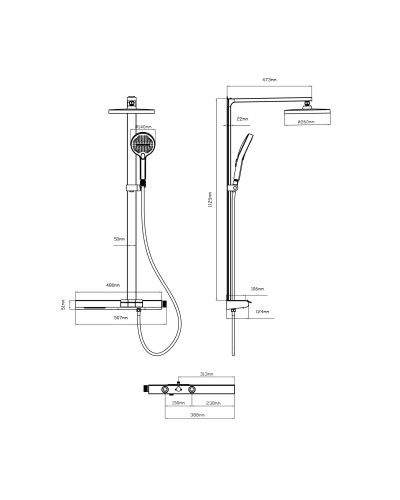 Душевая система Vincea Aspire VSFS-4AS1MB 260 мм, со смесителем, черный матовый