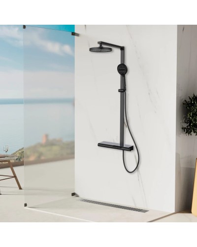 Душевая система Vincea Aspire VSFS-4AS1MB 260 мм, со смесителем, черный матовый