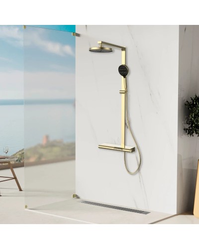 Душевая система Vincea Aspire VSFS-4AS1BG 260 мм, со смесителем, золотой матовый