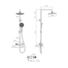 Душевая система Vincea Arco VSFS-4AR1CH 225 мм, со смесителем, хром