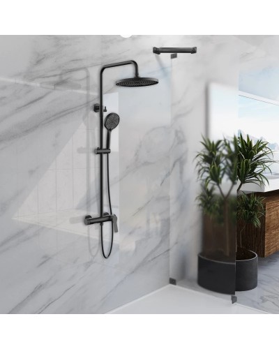 Душевая система Vincea Arco VSFS-4AR1MB 225 мм, со смесителем, черный матовый