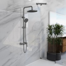 Душевая система Vincea Arco VSFS-4AR1GM 225 мм, со смесителем, вороненая сталь