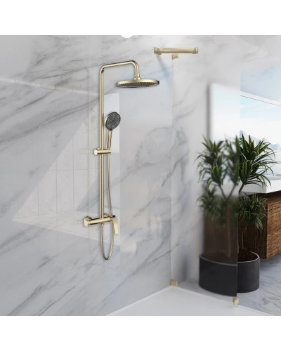 Душевая система Vincea Arco VSFS-4AR1BG 225 мм, со смесителем, золотой матовый