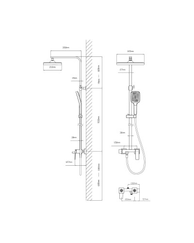 Душевая система Vincea Cube VSFS-4C12MB 315x210 мм, со смесителем, черный матовый