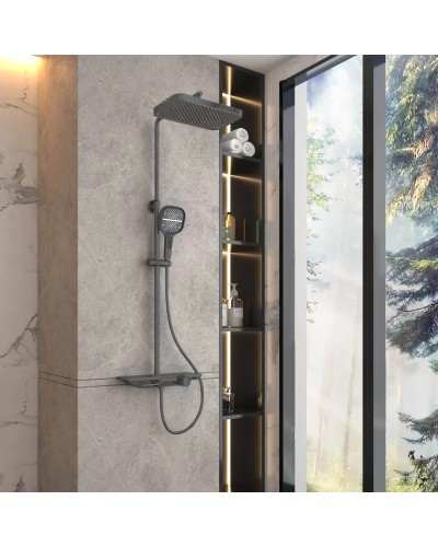 Душевая система Vincea VSFS-411GM 330x220 мм, со смесителем, вороненая сталь