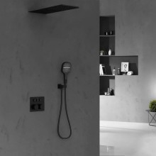 Душевой комплект Vincea VSFW-401TMB 250 мм, с термостатом, черный матовый