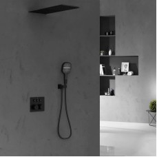 Душевой комплект Vincea VSFW-401TMB 250 мм, с термостатом, черный матовый