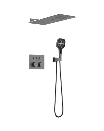 Душевой комплект Vincea VSFW-401TGM 250 мм, с термостатом, вороненая сталь