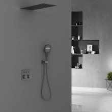 Душевой комплект Vincea VSFW-401TGM 250 мм, с термостатом, вороненая сталь