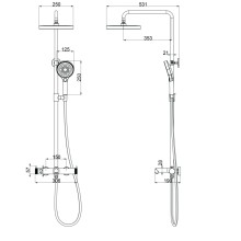 Душевая система Vincea Rim VSFS-2RM1CH 250 мм, со смесителем, хром
