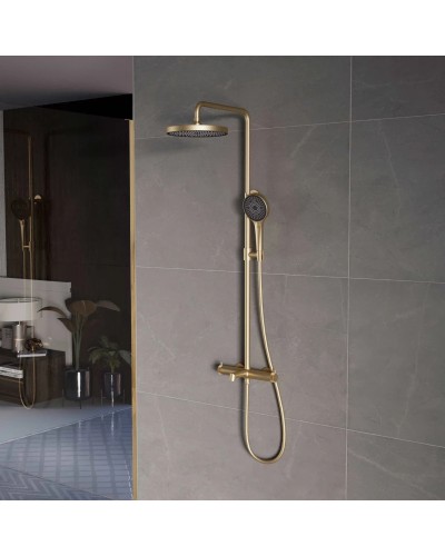 Душевая система Vincea Rim VSFS-2RM1BG 250 мм, со смесителем, золотой матовый