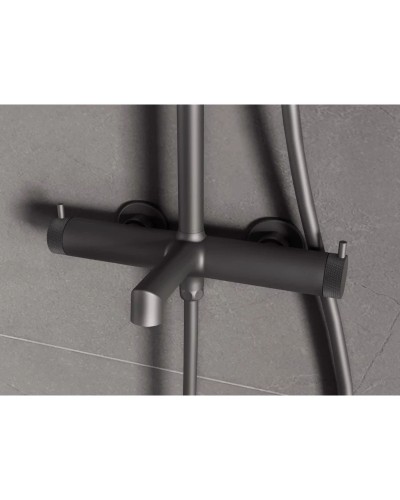 Душевая система Vincea Rim VSFS-2RM1GM 250 мм, со смесителем, вороненая сталь