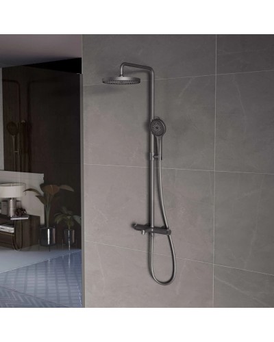 Душевая система Vincea Rim VSFS-2RM1GM 250 мм, со смесителем, вороненая сталь