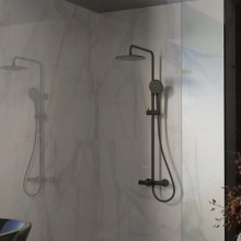 Душевая система Vincea Rondo VSFS-1R1MB 228 мм, со смесителем, черный матовый