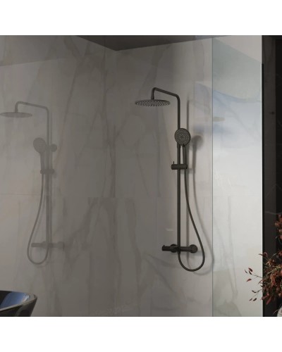 Душевая система Vincea Rondo VSFS-1R1MB 228 мм, со смесителем, черный матовый