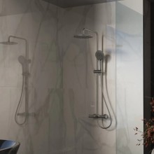 Душевая система Vincea Rondo VSFS-1R1GM 228 мм, со смесителем, вороненая сталь