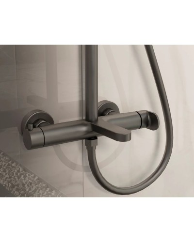 Душевая система Vincea Rondo VSFS-1R1GM 228 мм, со смесителем, вороненая сталь