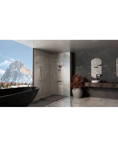 Душевая система Vincea Rondo VSFS-1R1GM 228 мм, со смесителем, вороненая сталь