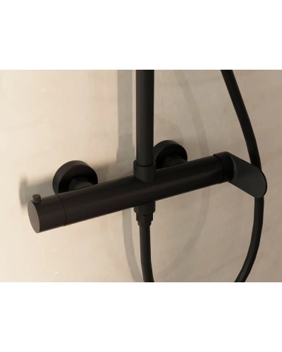 Душевая система Vincea Rondo VSFS-1R0MB 228 мм, со смесителем, черный матовый