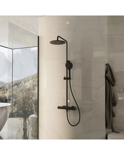 Душевая система Vincea Rondo VSFS-1R0MB 228 мм, со смесителем, черный матовый