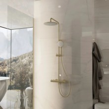 Душевая система Vincea Rondo VSFS-1R0BG 228 мм, со смесителем, золотой матовый