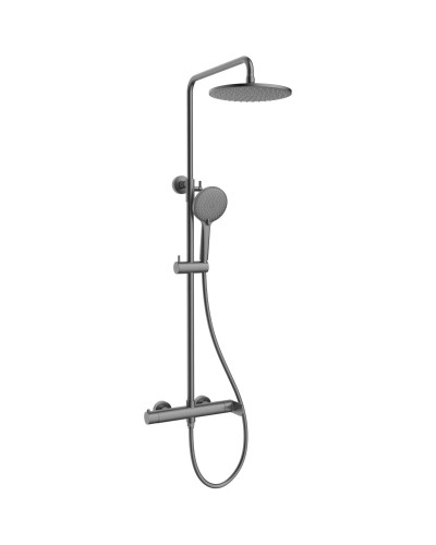 Душевая система Vincea Rondo VSFS-1R0GM 228 мм, со смесителем, вороненая сталь