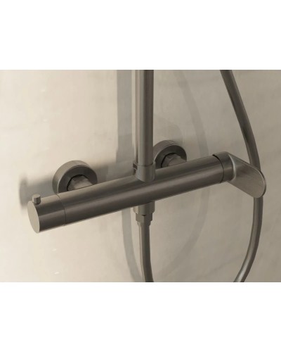 Душевая система Vincea Rondo VSFS-1R0GM 228 мм, со смесителем, вороненая сталь