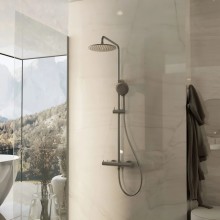 Душевая система Vincea Rondo VSFS-1R0GM 228 мм, со смесителем, вороненая сталь