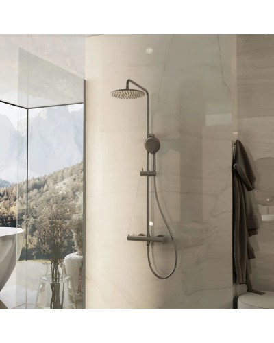 Душевая система Vincea Rondo VSFS-1R0GM 228 мм, со смесителем, вороненая сталь