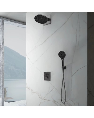 Душевой комплект Vincea Inspire VSFW-3I21MT5GM 250 мм, с термостатом, вороненая сталь