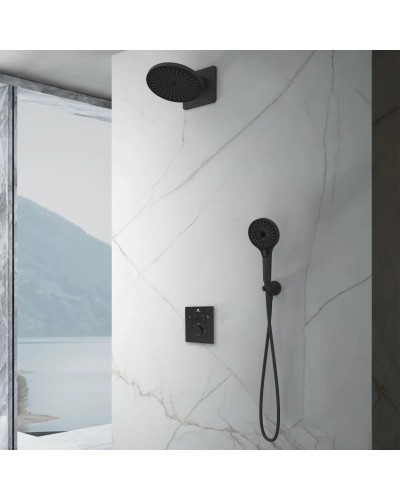 Душевой комплект Vincea Inspire VSFW-3I21MT5MB 250 мм, с термостатом, черный матовый