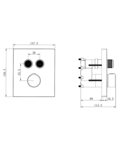 Душевой комплект Vincea Inspire VSFW-3I21MT5CH 250 мм, с термостатом, хром