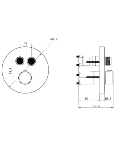 Душевой комплект Vincea Inspire VSFW-3I22MT5GM 250 мм, с термостатом, вороненая сталь
