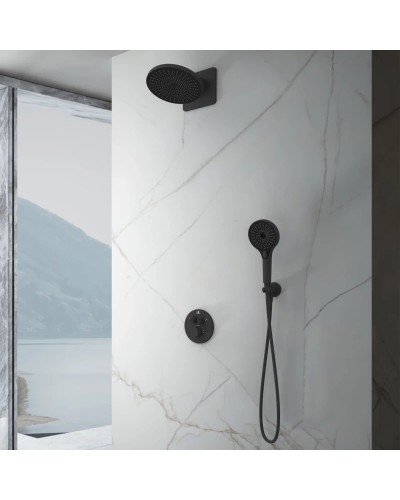 Душевой комплект Vincea Inspire VSFW-3I22MT5MB 250 мм, с термостатом, черный матовый