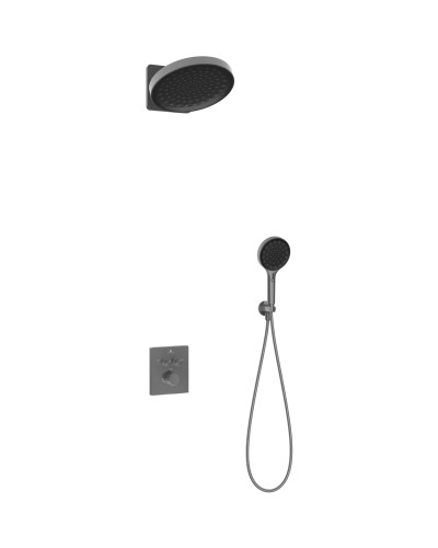 Душевой комплект Vincea Inspire VSFW-3I21MT3GM 300 мм, с термостатом, вороненая сталь