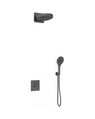 Душевой комплект Vincea Inspire VSFW-3I21MT1GM 247 мм, с термостатом, вороненая сталь