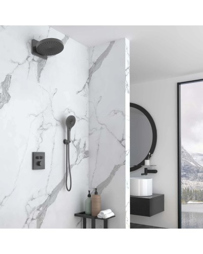 Душевой комплект Vincea Inspire VSFW-3I21MT1GM 247 мм, с термостатом, вороненая сталь