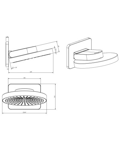 Душевой комплект Vincea Inspire VSFW-3I21MT1GM 247 мм, с термостатом, вороненая сталь