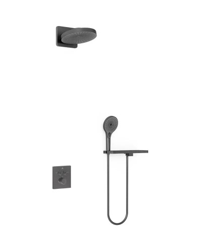 Душевой комплект Vincea Inspire VSFW-3I21MT1RGM 247 мм, с термостатом, вороненая сталь