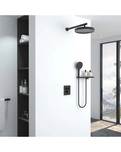 Душевой комплект Vincea Inspire VSFW-3I21MT2RMB 300 мм, с термостатом, черный матовый