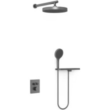 Душевой комплект Vincea Inspire VSFW-3I21MT2RGM 300 мм, с термостатом, вороненая сталь