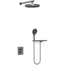 Душевой комплект Vincea Inspire VSFW-3I21MT2RGM 300 мм, с термостатом, вороненая сталь