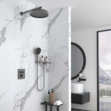 Душевой комплект Vincea Inspire VSFW-3I21MT2RGM 300 мм, с термостатом, вороненая сталь