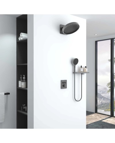 Душевой комплект Vincea Inspire VSFW-3I21MT3RGM 300 мм, с термостатом, вороненая сталь