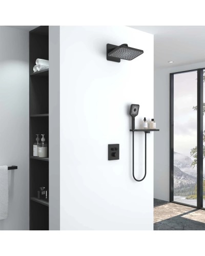 Душевой комплект Vincea Inspire VSFW-3I21MT4RMB 320x200 мм, с термостатом, черный матовый