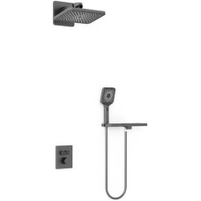 Душевой комплект Vincea Inspire VSFW-3I21MT4RGM 320x200 мм, с термостатом, вороненая сталь