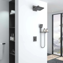 Душевой комплект Vincea Inspire VSFW-3I21MT4RGM 320x200 мм, с термостатом, вороненая сталь