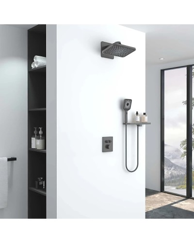 Душевой комплект Vincea Inspire VSFW-3I21MT4RGM 320x200 мм, с термостатом, вороненая сталь