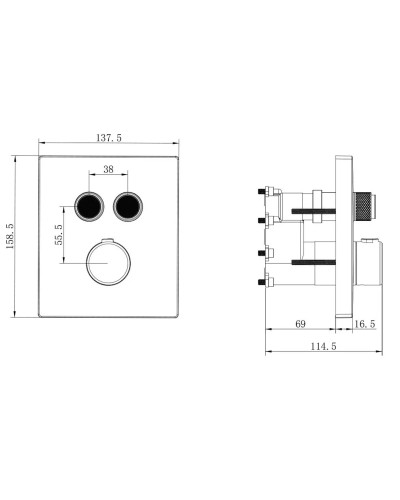 Душевой комплект Vincea Inspire VSFW-3I21MT4RGM 320x200 мм, с термостатом, вороненая сталь